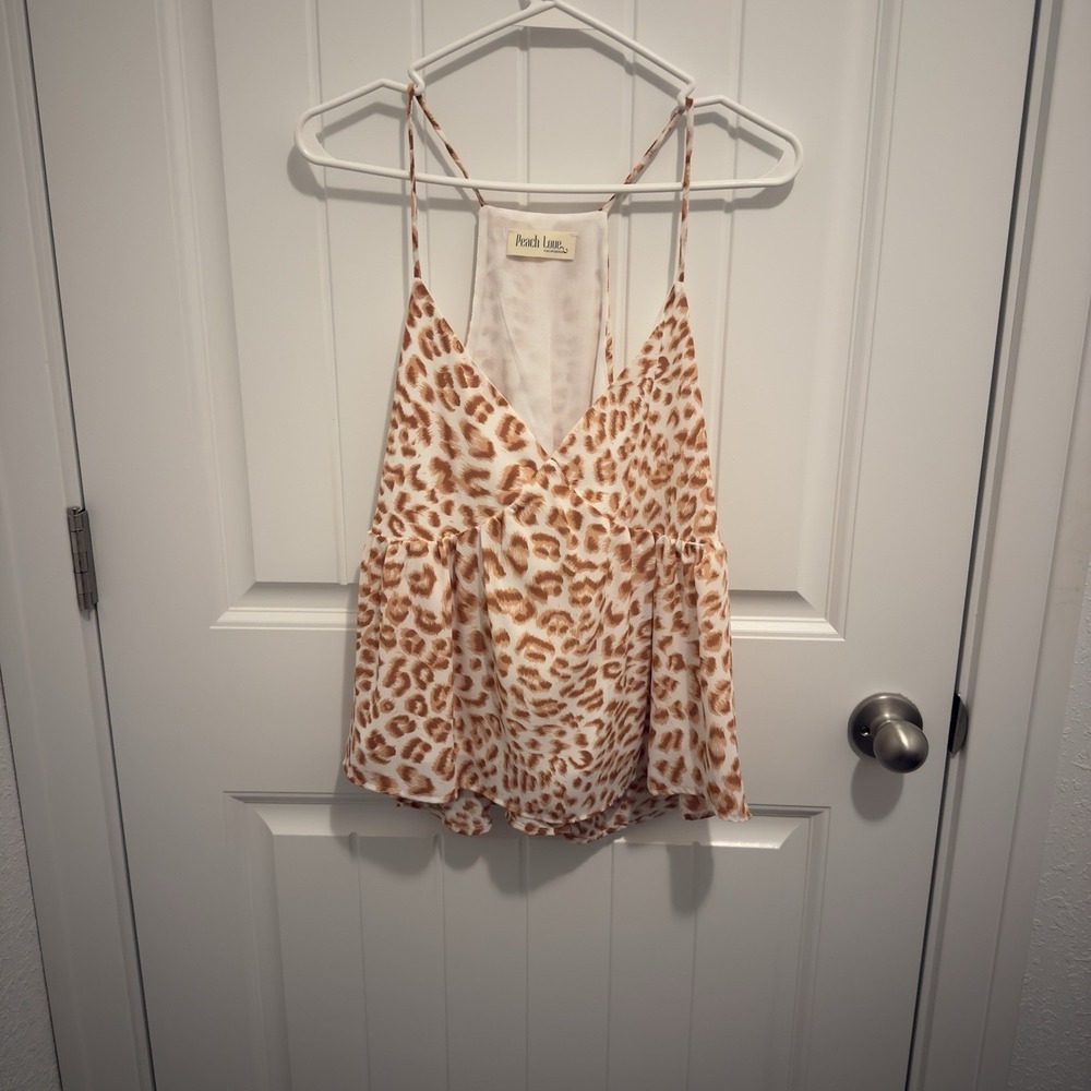 Peach Love California‎ Women's Peach Color Zebra Print Blouse Tank Size Large